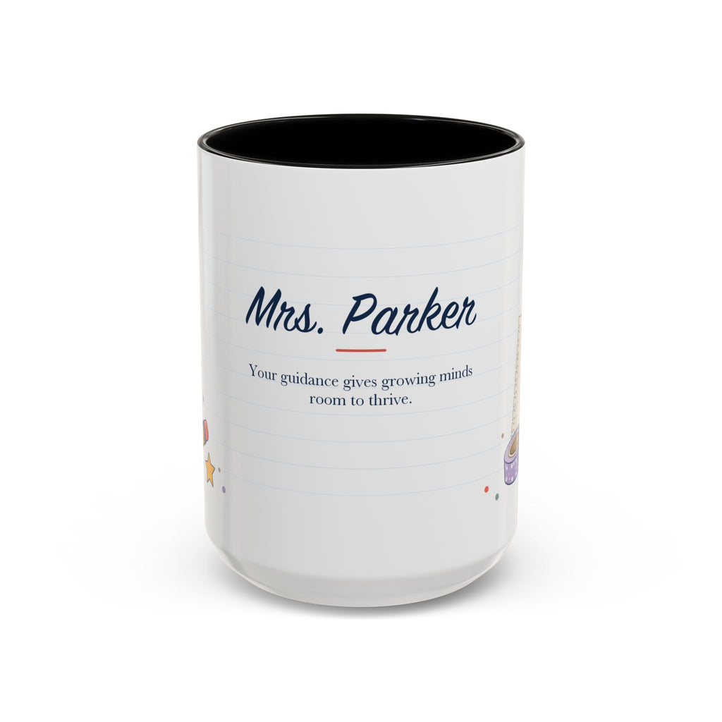 Personalized Teacher Mug | Custom Name Notebook Coffee Cup | Back to School Gift 11oz 15oz