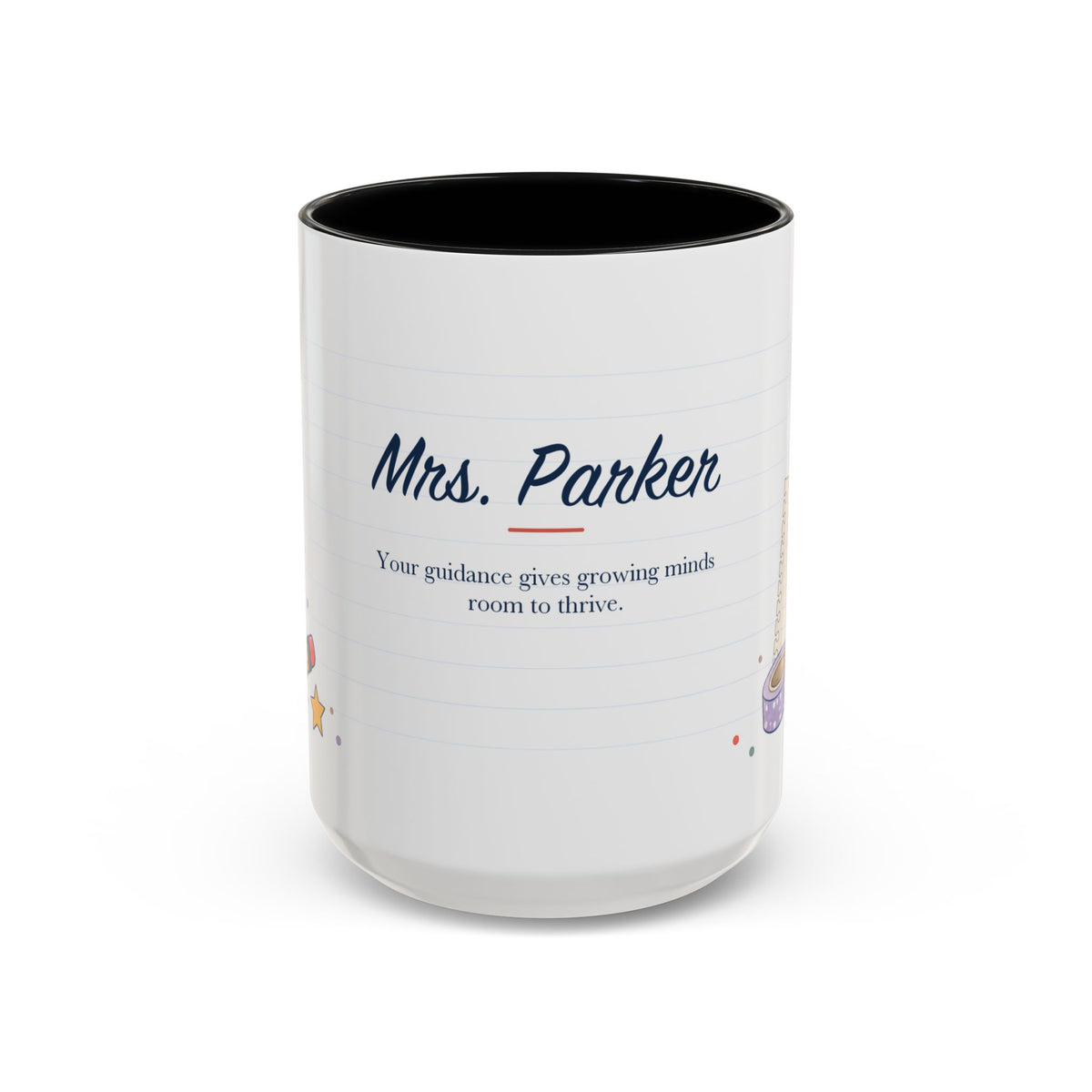 Personalized Teacher Mug | Custom Name Notebook Coffee Cup | Back to School Gift 11oz 15oz