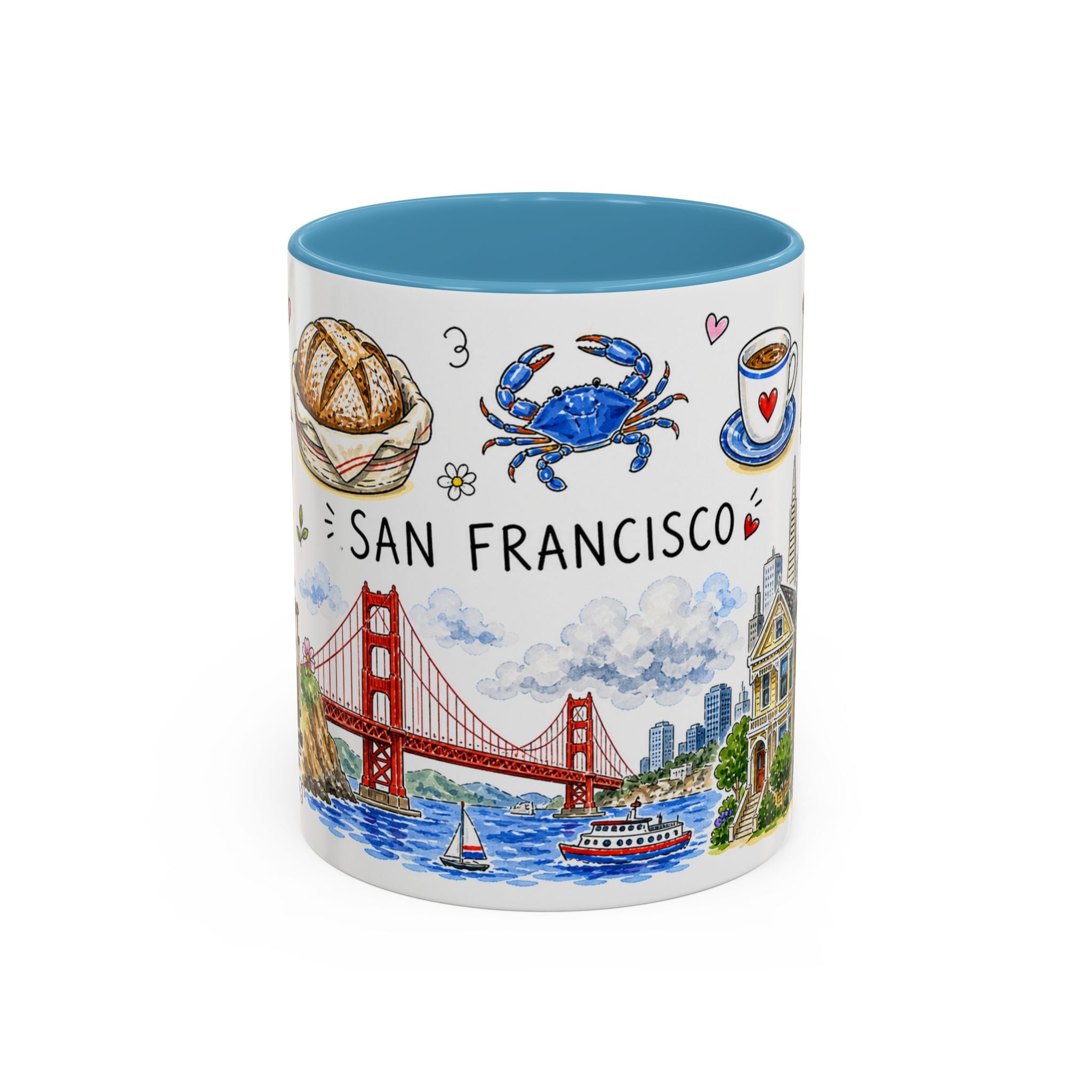 San Francisco Illustrated Travel Mug | City Souvenir Accent Coffee Mug | 11oz 15oz Ceramic Cup