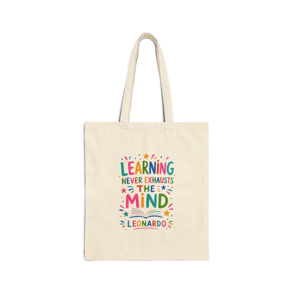 Leonardo Quote Tote Bag | Colorful Canvas Bag | Positive Literary Gift