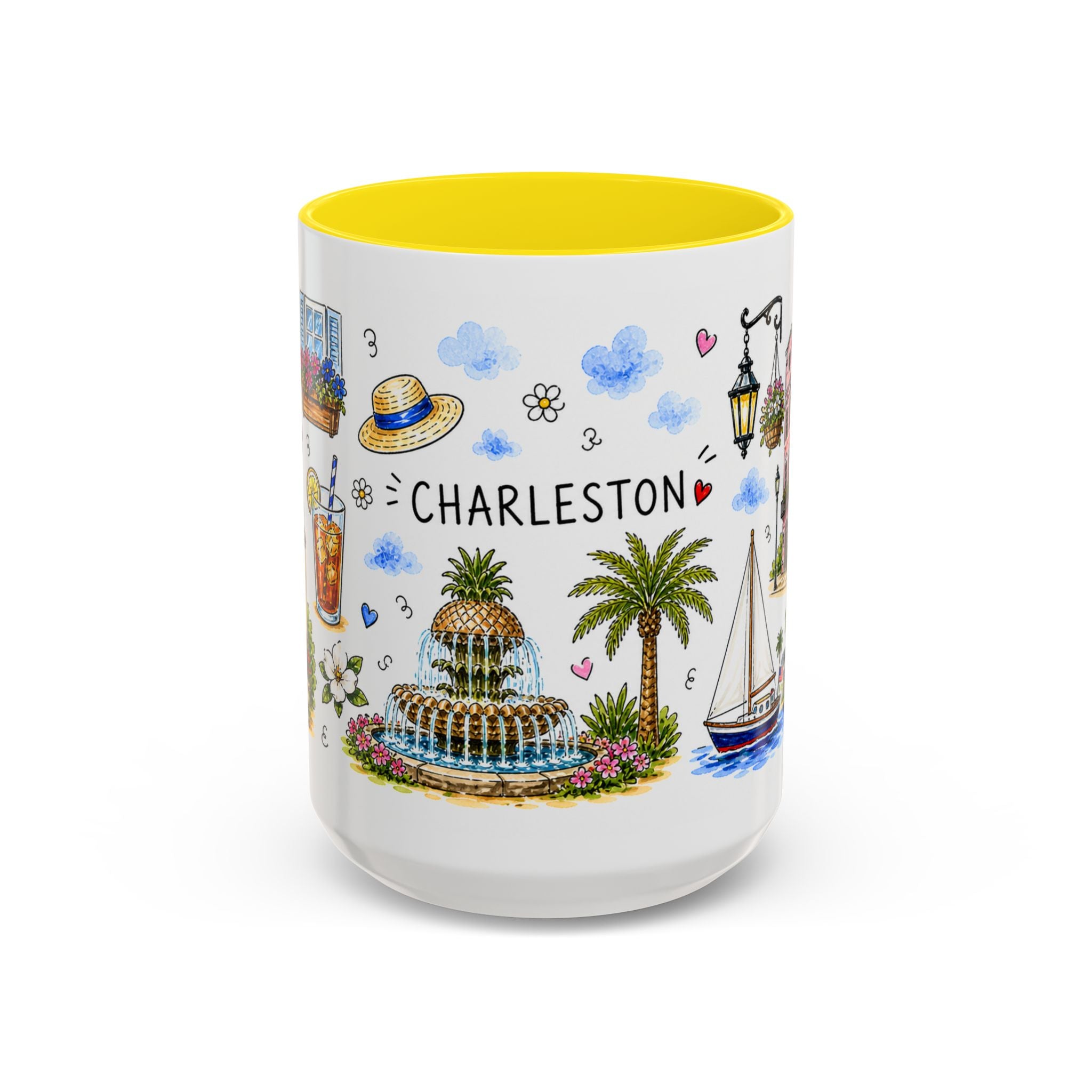 Charleston Illustrated Travel Mug | City Souvenir Accent Coffee Mug | 11oz 15oz Ceramic Cup