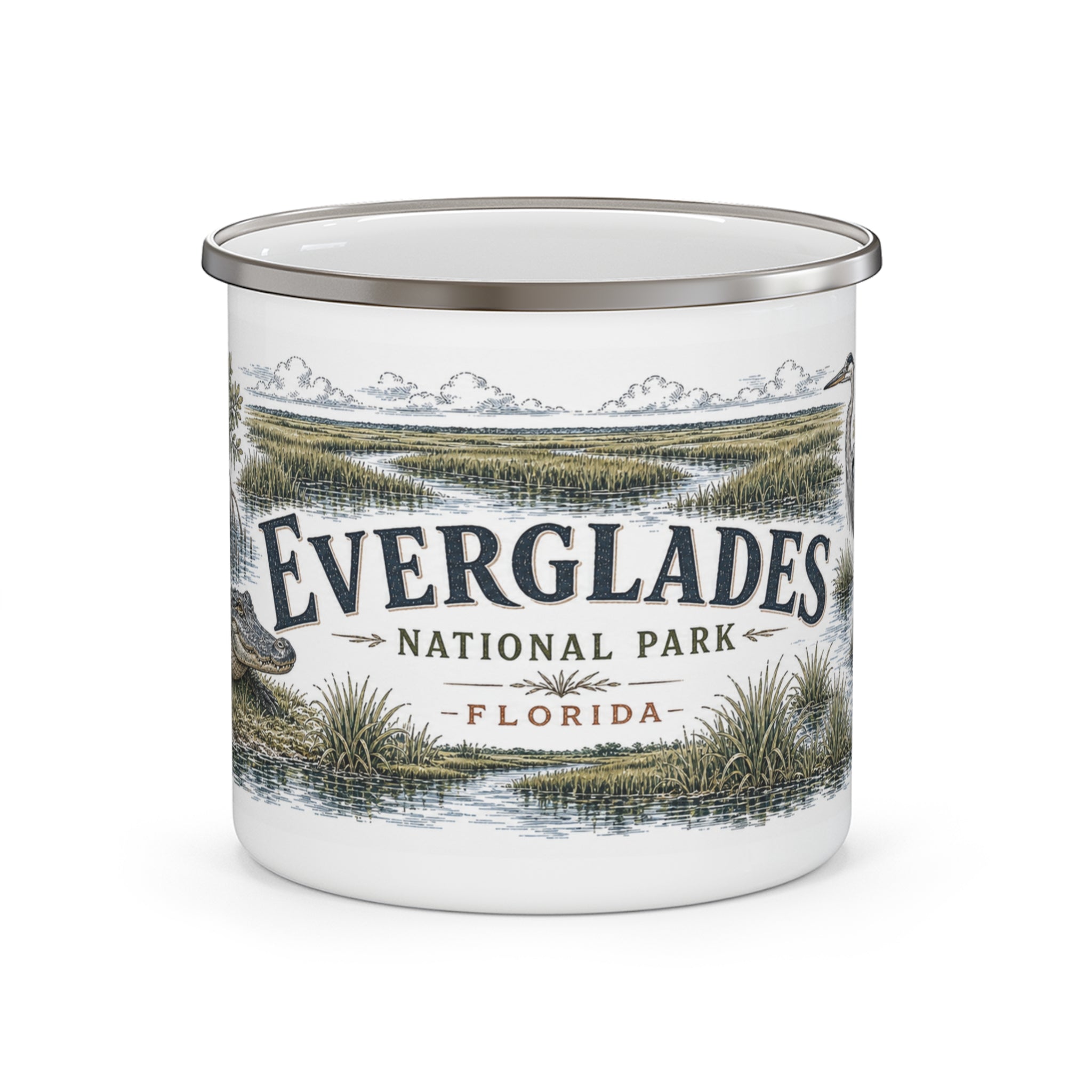 Everglades National Park Vintage Enamel Camping Mug | 12oz National Park Hiking Gift