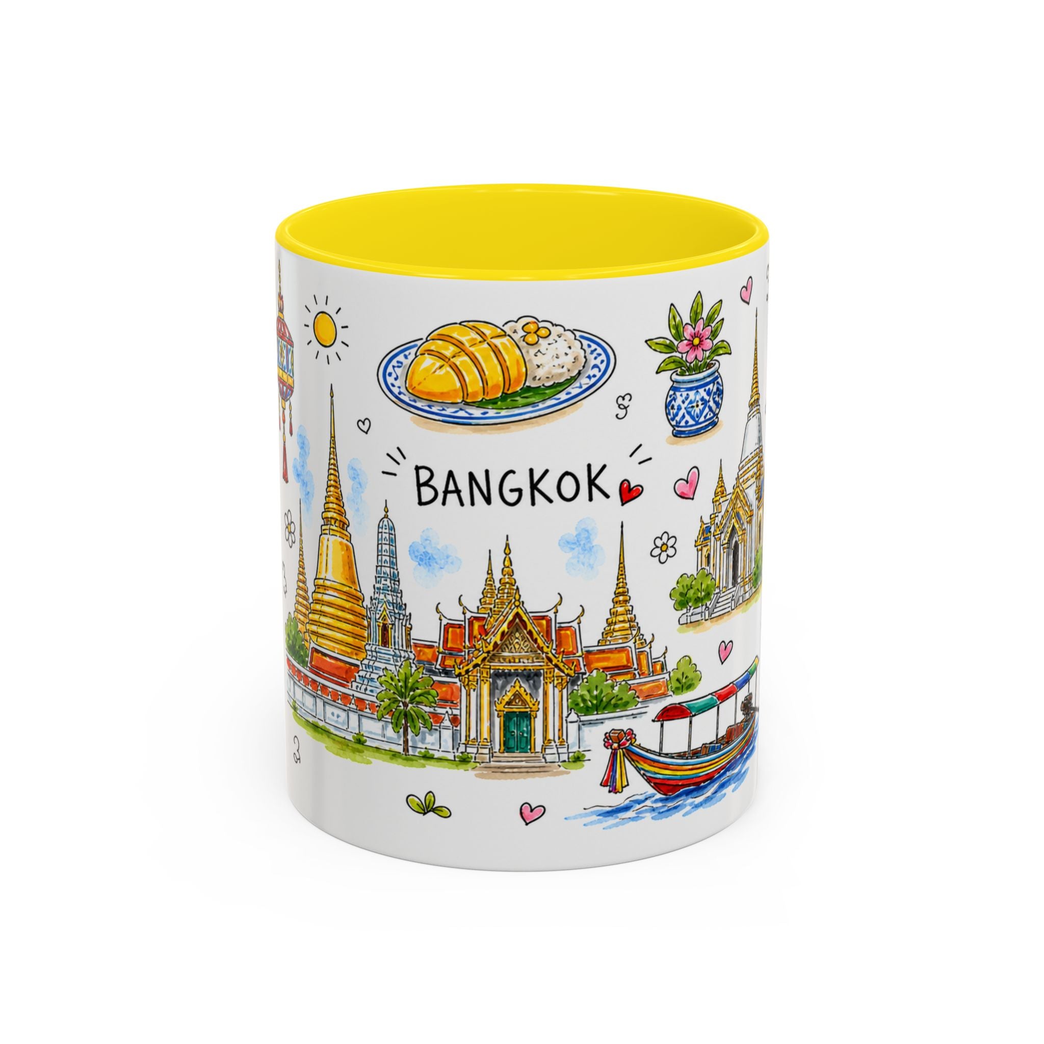 Bangkok Illustrated Travel Mug | City Souvenir Accent Coffee Mug | 11oz 15oz Ceramic Cup
