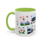 Seoul Coffee Mug | Postage Stamp Collage Mug | Travel Souvenir Accent Cup 11oz 15oz
