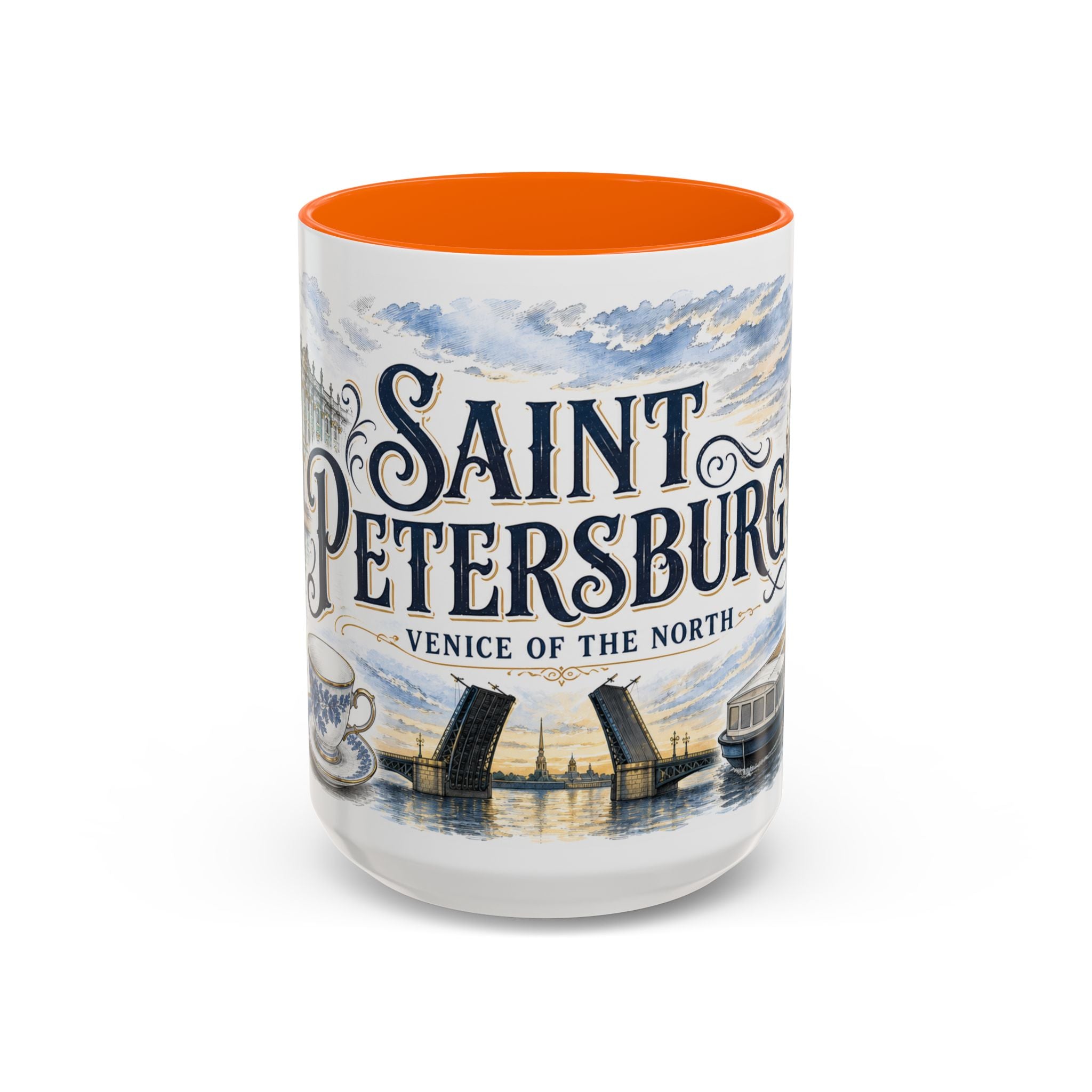 Saint Petersburg Coffee Mug | Russia Travel Souvenir | Vintage Illustrated City Gift | 11 oz 15 oz Accent Mug
