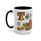 Philadelphia Illustrated Travel Mug | City Souvenir Accent Coffee Mug | 11oz 15oz Ceramic Cup