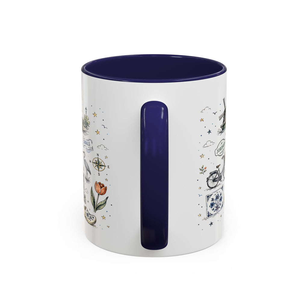 Amsterdam Coffee Mug | Netherlands Souvenir Travel Gift | Accent Color Ceramic 11oz 15oz