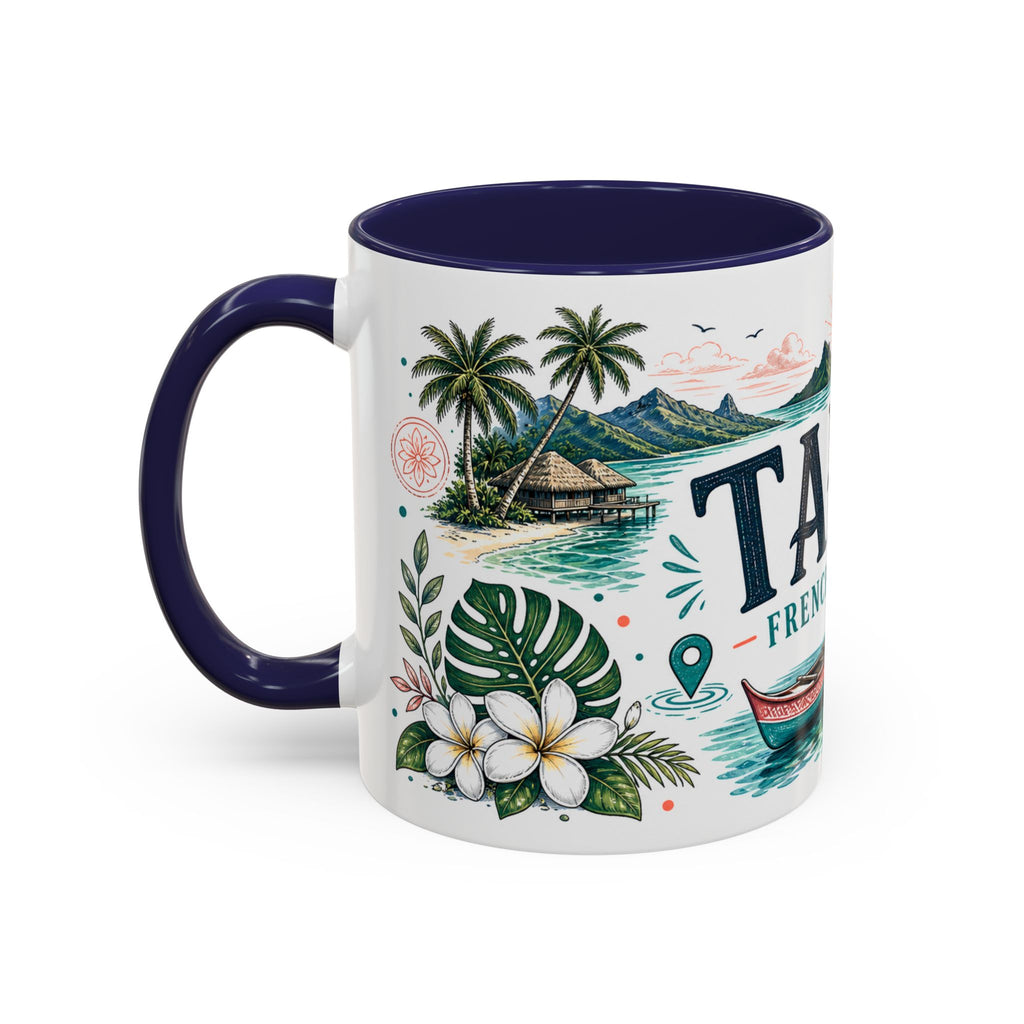 Tahiti Coffee Mug | Travel Destination Souvenir Gift | Accent Color Ceramic 11oz 15oz