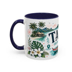 Tahiti Coffee Mug | Travel Destination Souvenir Gift | Accent Color Ceramic 11oz 15oz