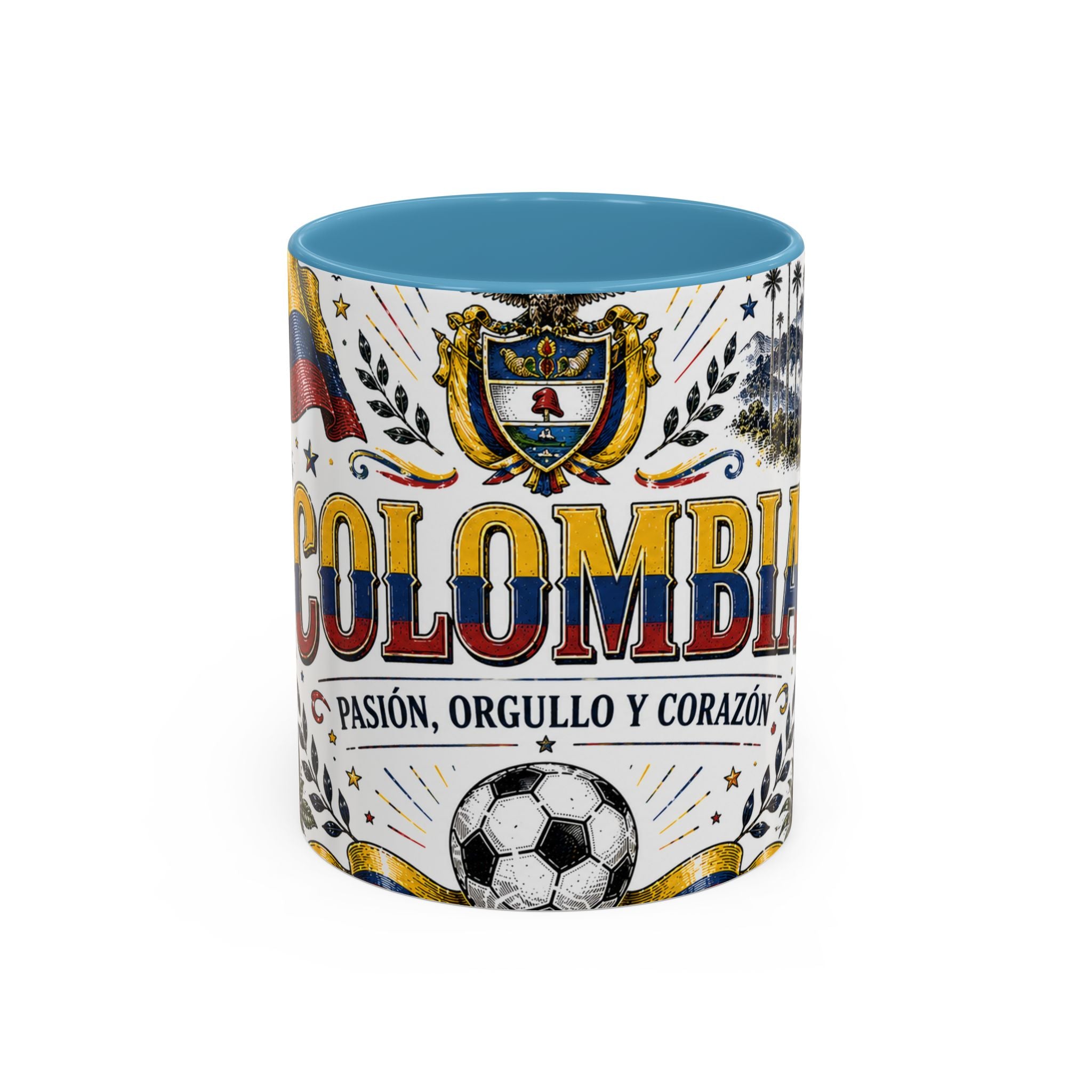 Colombia Soccer Coffee Mug | World Cup Fan Gift | Accent Color Ceramic 11oz 15oz Match Day Cup