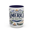 America the Beautiful Coffee Mug | Patriotic USA Gift | Accent Color Ceramic 11oz 15oz
