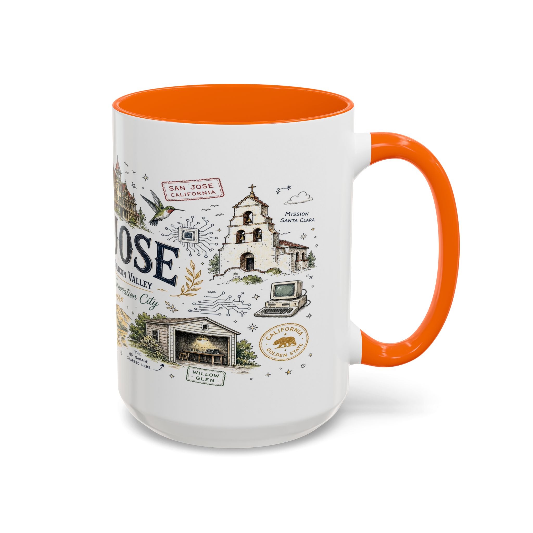 San Jose Coffee Mug | California Souvenir City Gift | Accent Color Ceramic 11oz 15oz