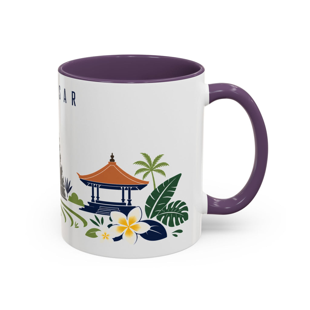 Denpasar Coffee Mug | Indonesia Travel Souvenir | Porcelain Decal City Gift | 11oz 15oz Accent Mug