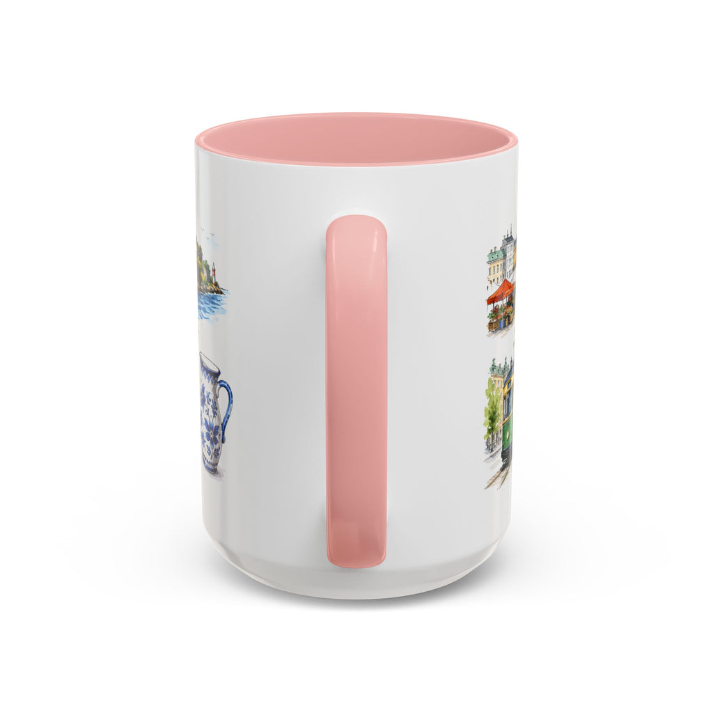 Helsinki Illustrated Travel Mug | City Souvenir Accent Coffee Mug | 11oz 15oz Ceramic Cup