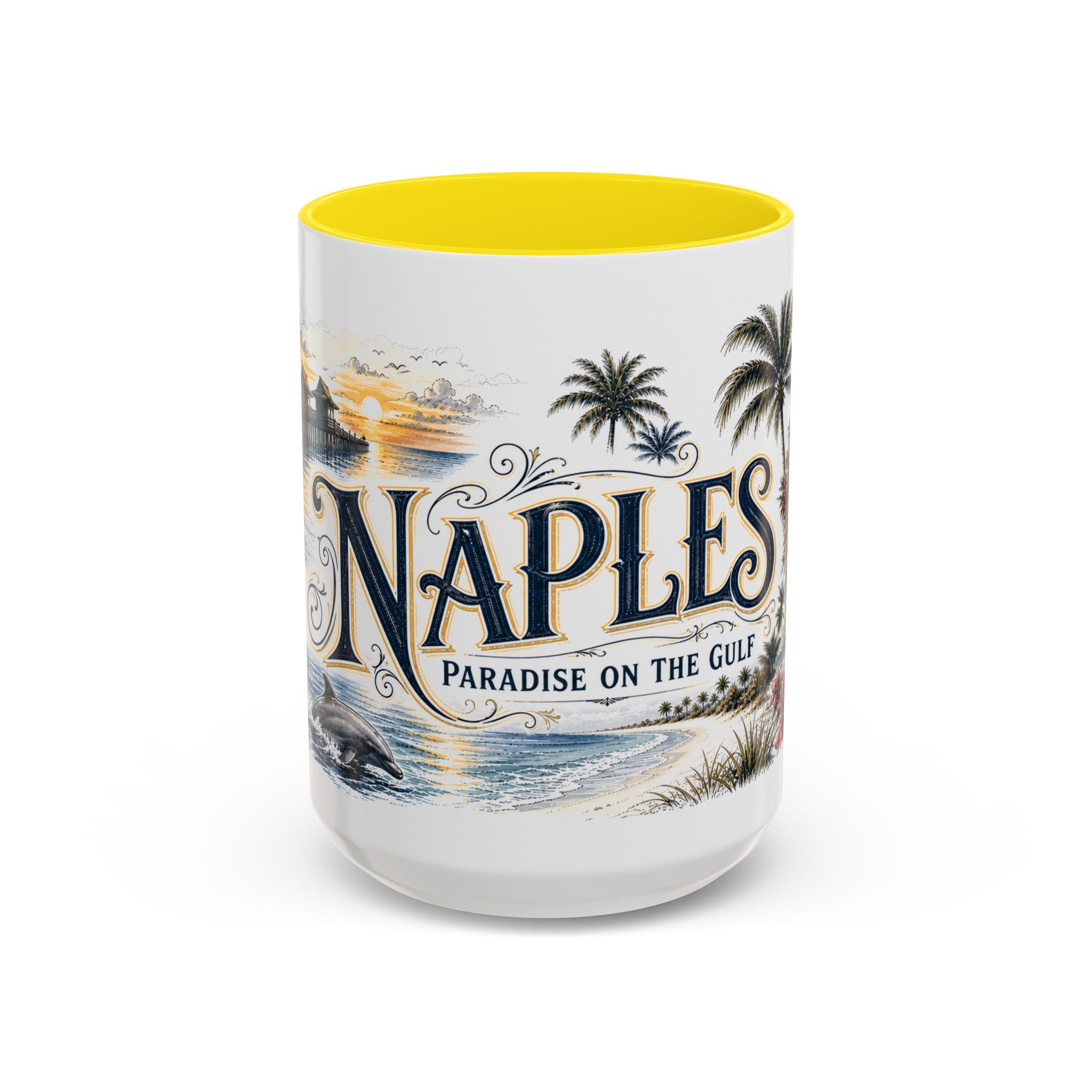 Naples Coffee Mug | United States Travel Souvenir | Vintage Illustrated City Gift | 11 oz 15 oz Accent Mug