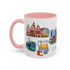 Frankfurt Illustrated Travel Mug | City Souvenir Accent Coffee Mug | 11oz 15oz Ceramic Cup
