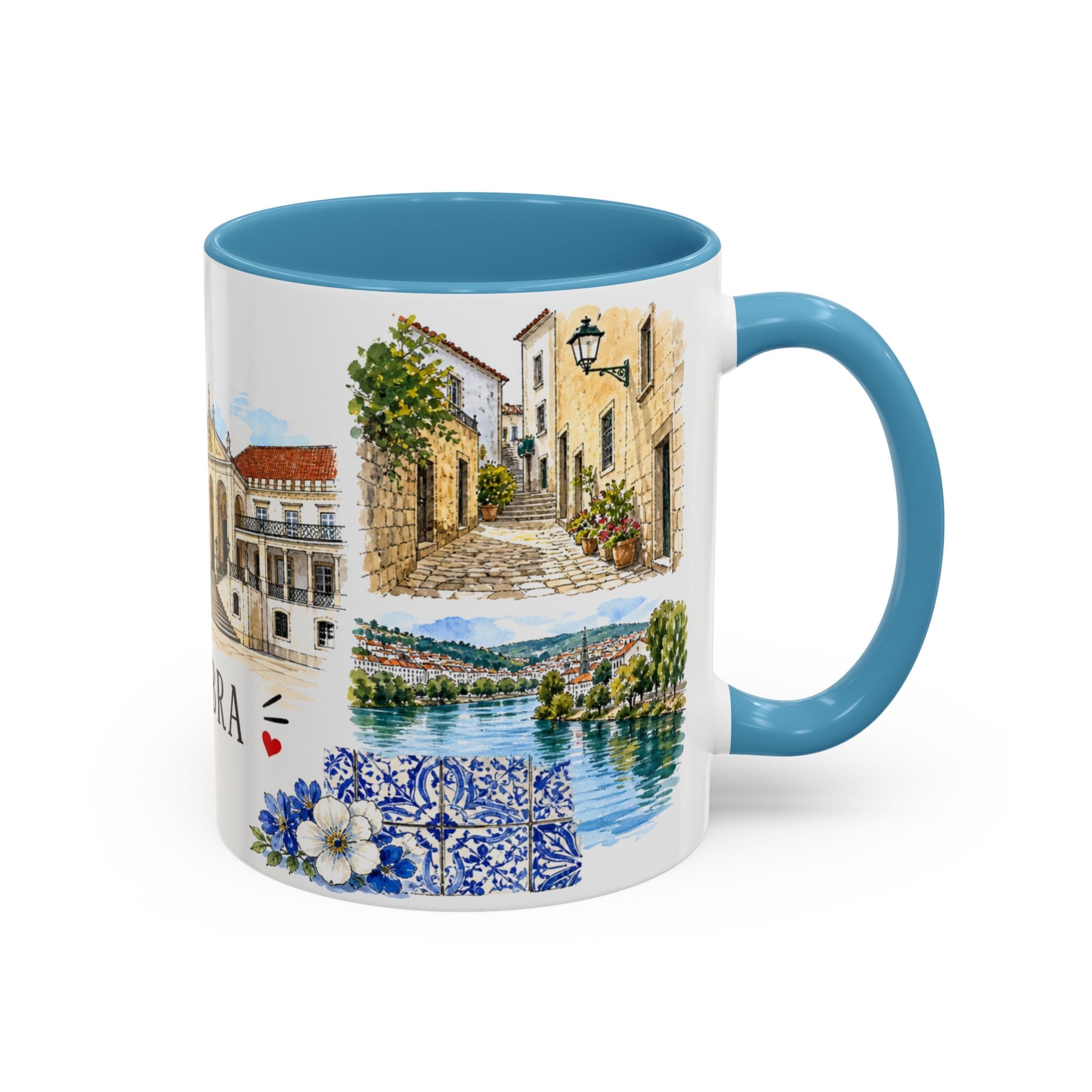 Coimbra Illustrated Travel Mug | City Souvenir Accent Coffee Mug | 11oz 15oz Ceramic Cup