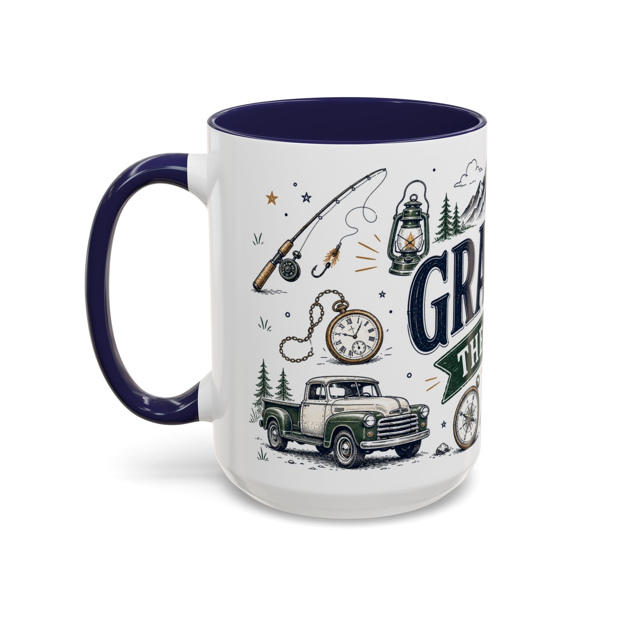 Grandpa The Legend Coffee Mug | Gift From Grandkids | Accent Color Ceramic 11oz 15oz