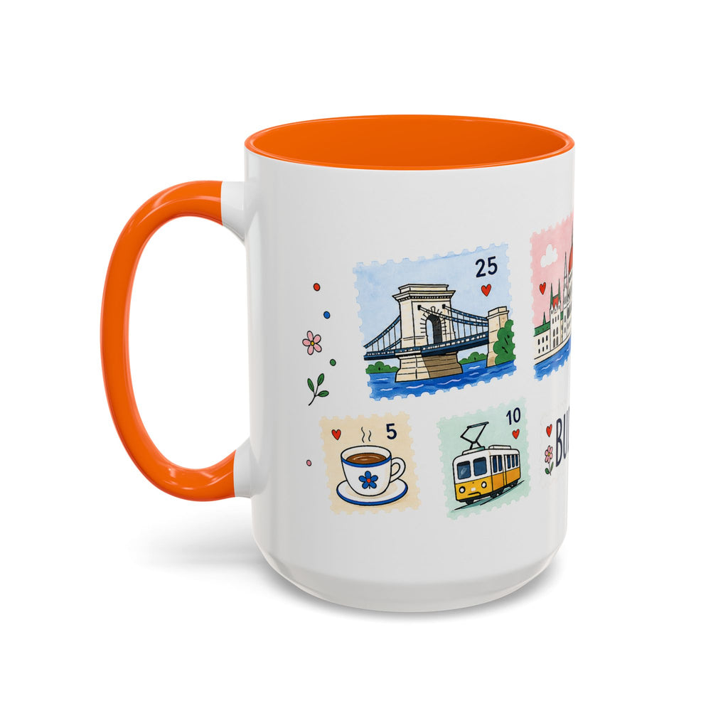 Budapest Coffee Mug | Postage Stamp Collage Mug | Travel Souvenir Accent Cup 11oz 15oz