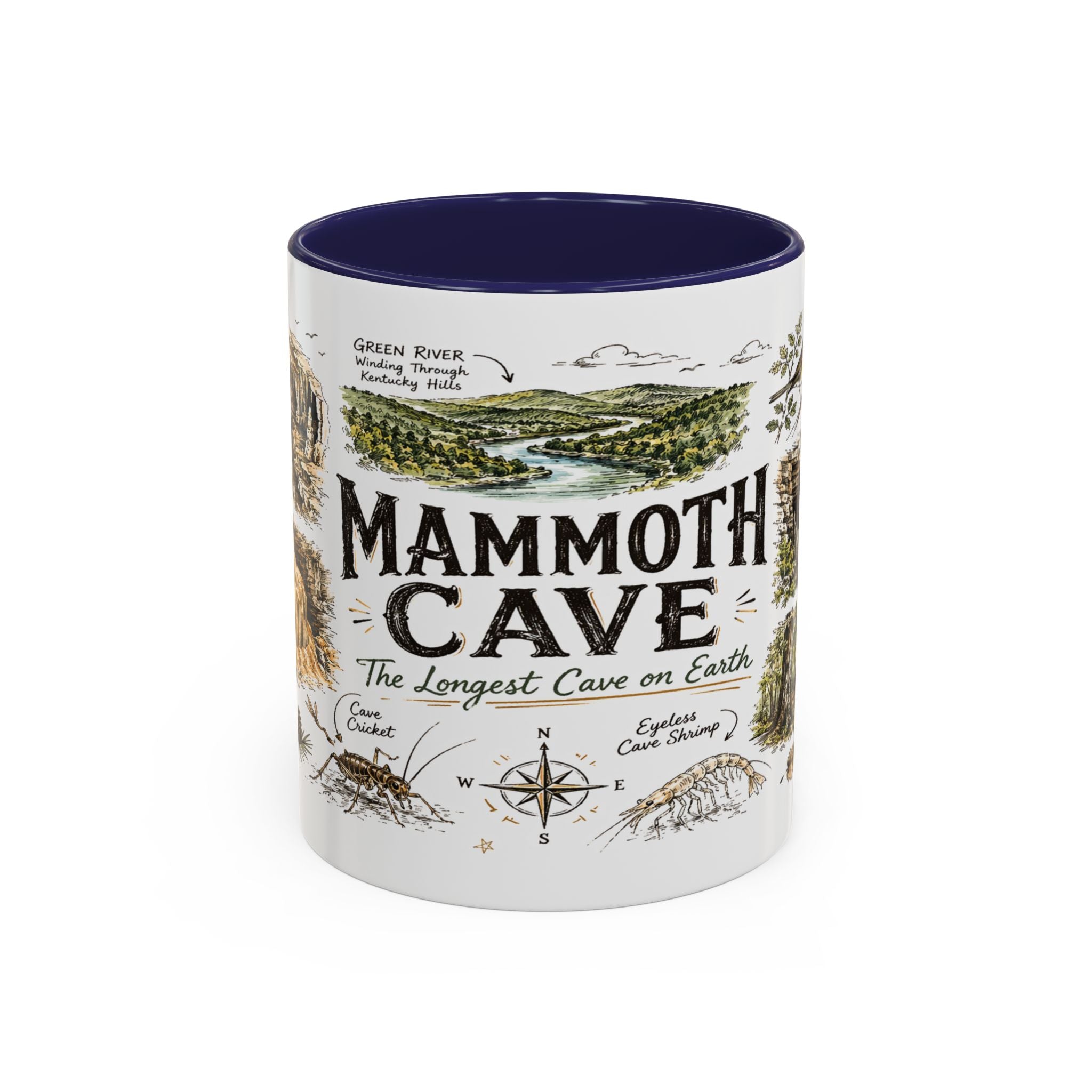 Mammoth Cave National Park Coffee Mug | Kentucky Cave Exploration Hiking Gift | Accent Color Ceramic 11oz 15oz