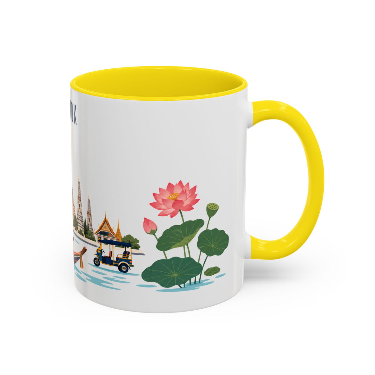 Bangkok Coffee Mug | Thailand Travel Souvenir | Porcelain Decal City Gift | 11oz 15oz Accent Mug
