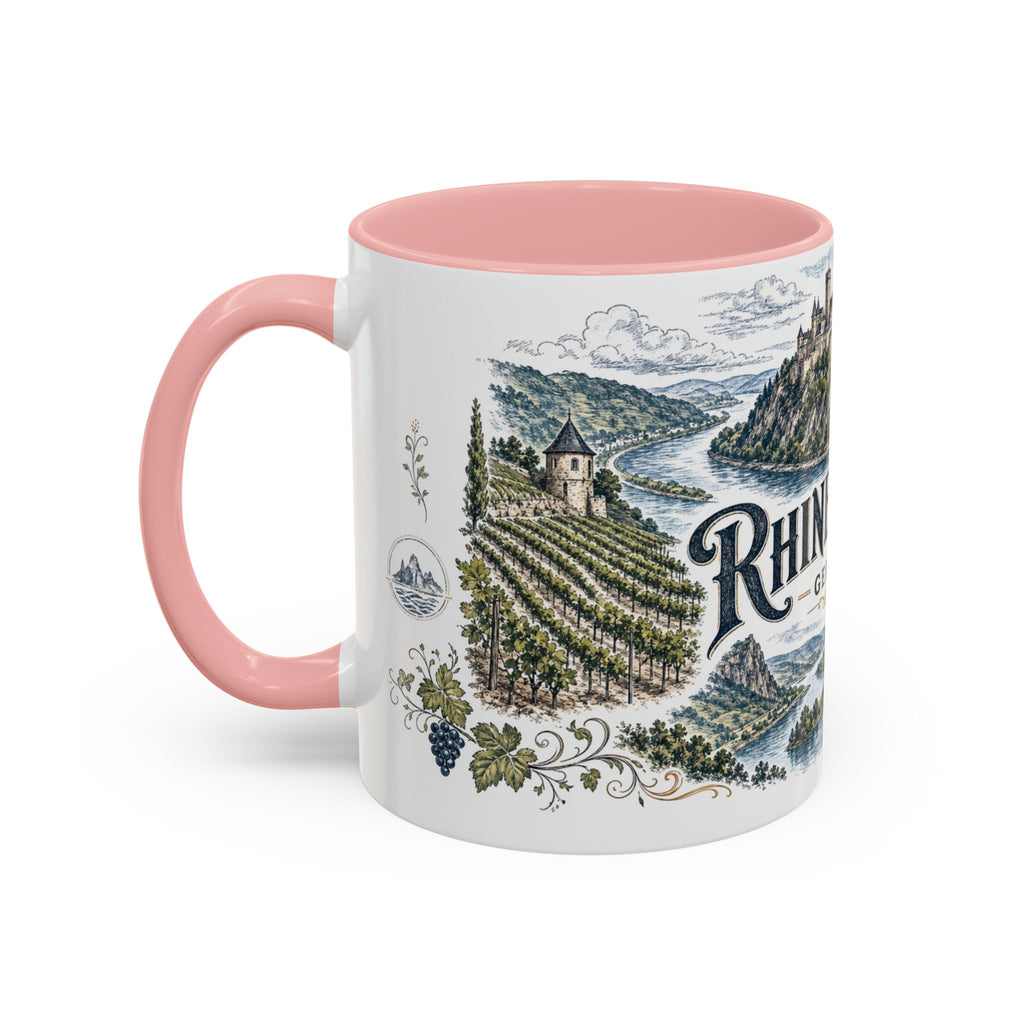 Rhine Valley Mug, Germany Travel Souvenir, Bucket List Gift, Accent Ceramic Coffee Mug 11oz 15oz