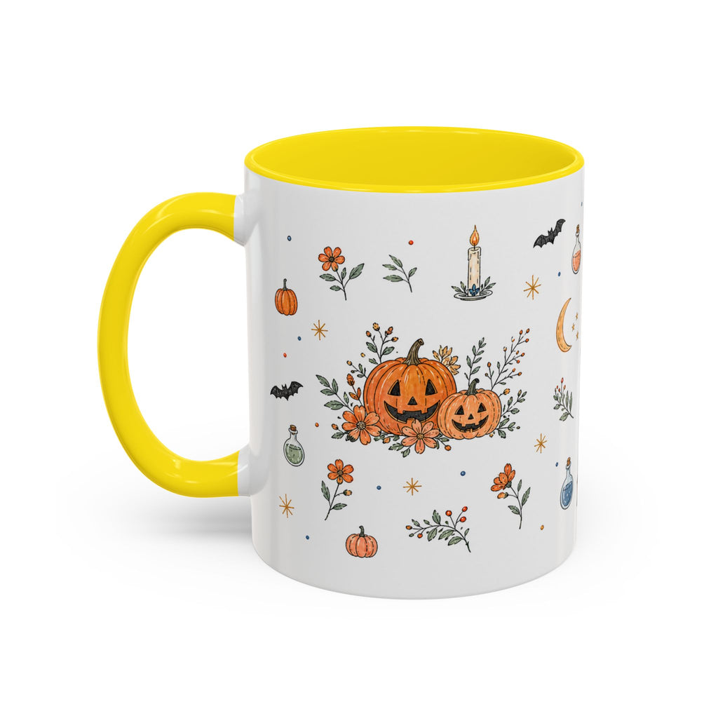 Black Cat Halloween Mug | Pumpkin Moon Watercolor Gift | Spooky Accent Cup 11oz 15oz