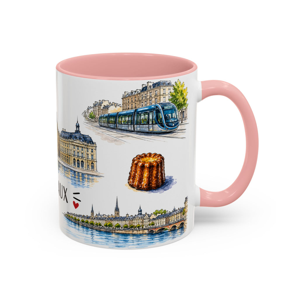 Bordeaux Illustrated Travel Mug | City Souvenir Accent Coffee Mug | 11oz 15oz Ceramic Cup