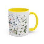 North Carolina State Map Mug | Moving Away, Homesick Gift | Botanical Accent Coffee Cup