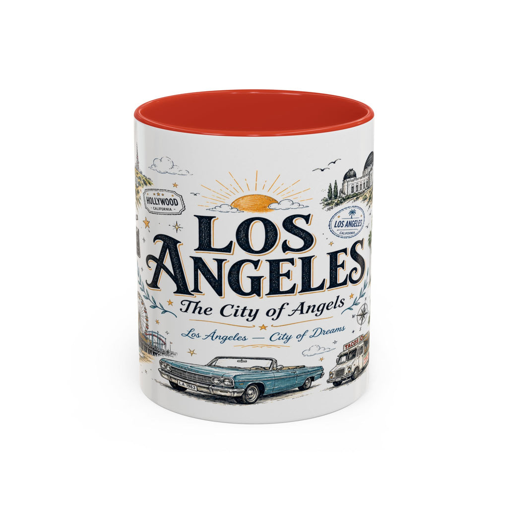 Los Angeles Coffee Mug | California Souvenir City Gift | Accent Color Ceramic 11oz 15oz
