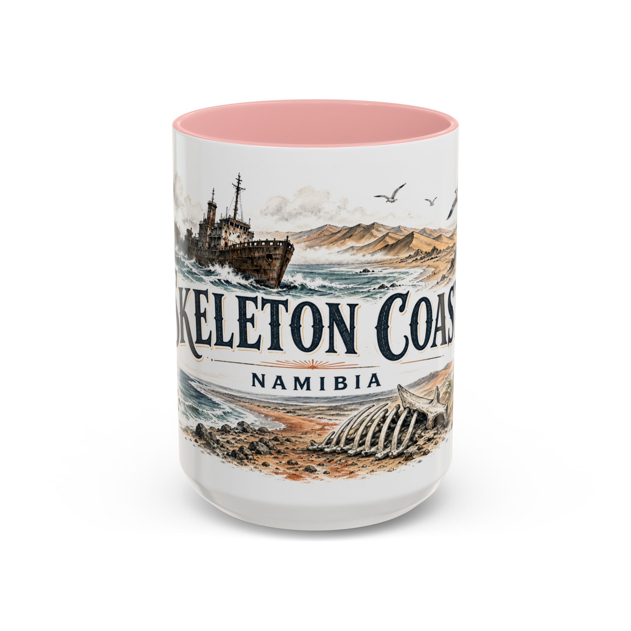 Skeleton Coast Mug, Namibia Travel Souvenir, Bucket List Gift, Accent Ceramic Coffee Mug 11oz 15oz