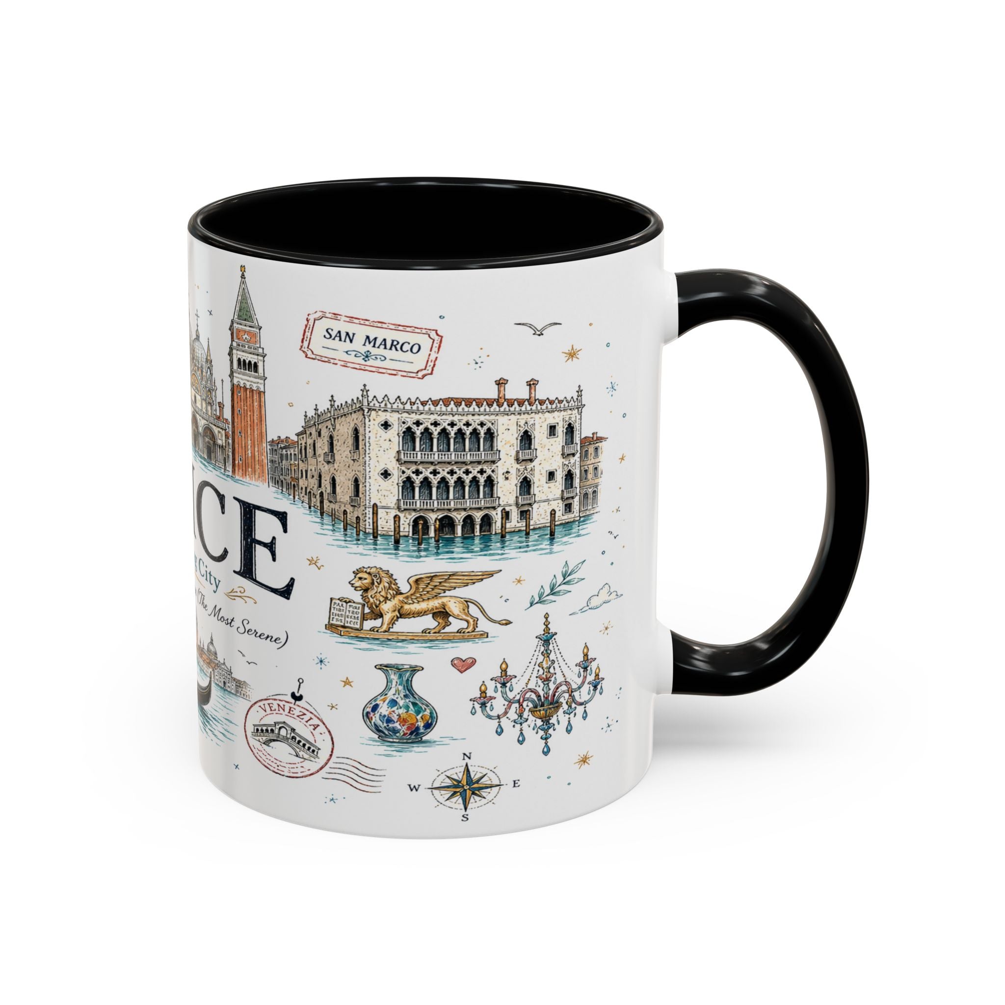 Venice Coffee Mug | Italy Souvenir Travel Gift | Accent Color Ceramic 11oz 15oz