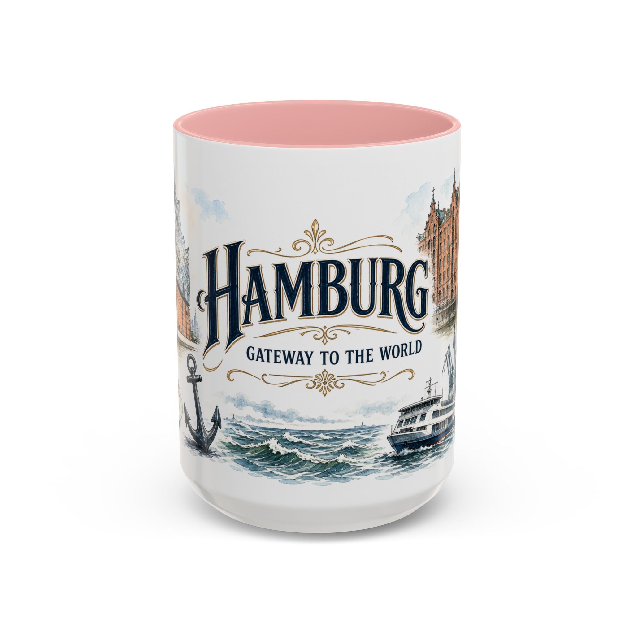 Hamburg Coffee Mug | Germany Travel Souvenir | Vintage Illustrated City Gift | 11 oz 15 oz Accent Mug