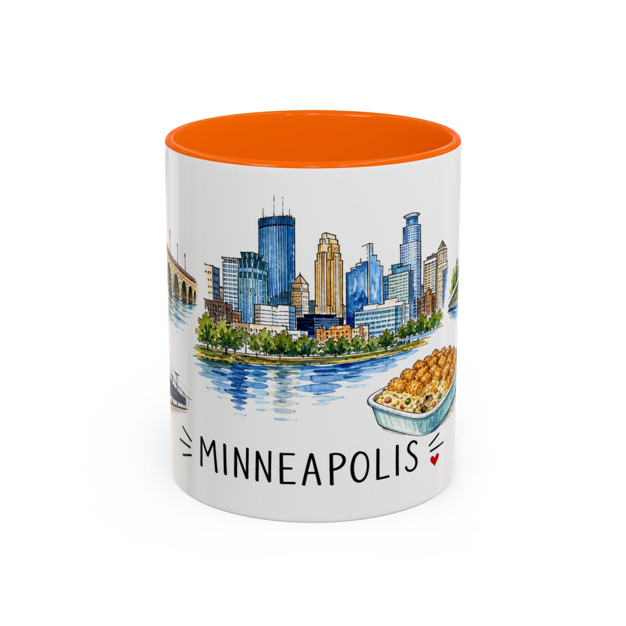 Minneapolis Illustrated Travel Mug | City Souvenir Accent Coffee Mug | 11oz 15oz Ceramic Cup