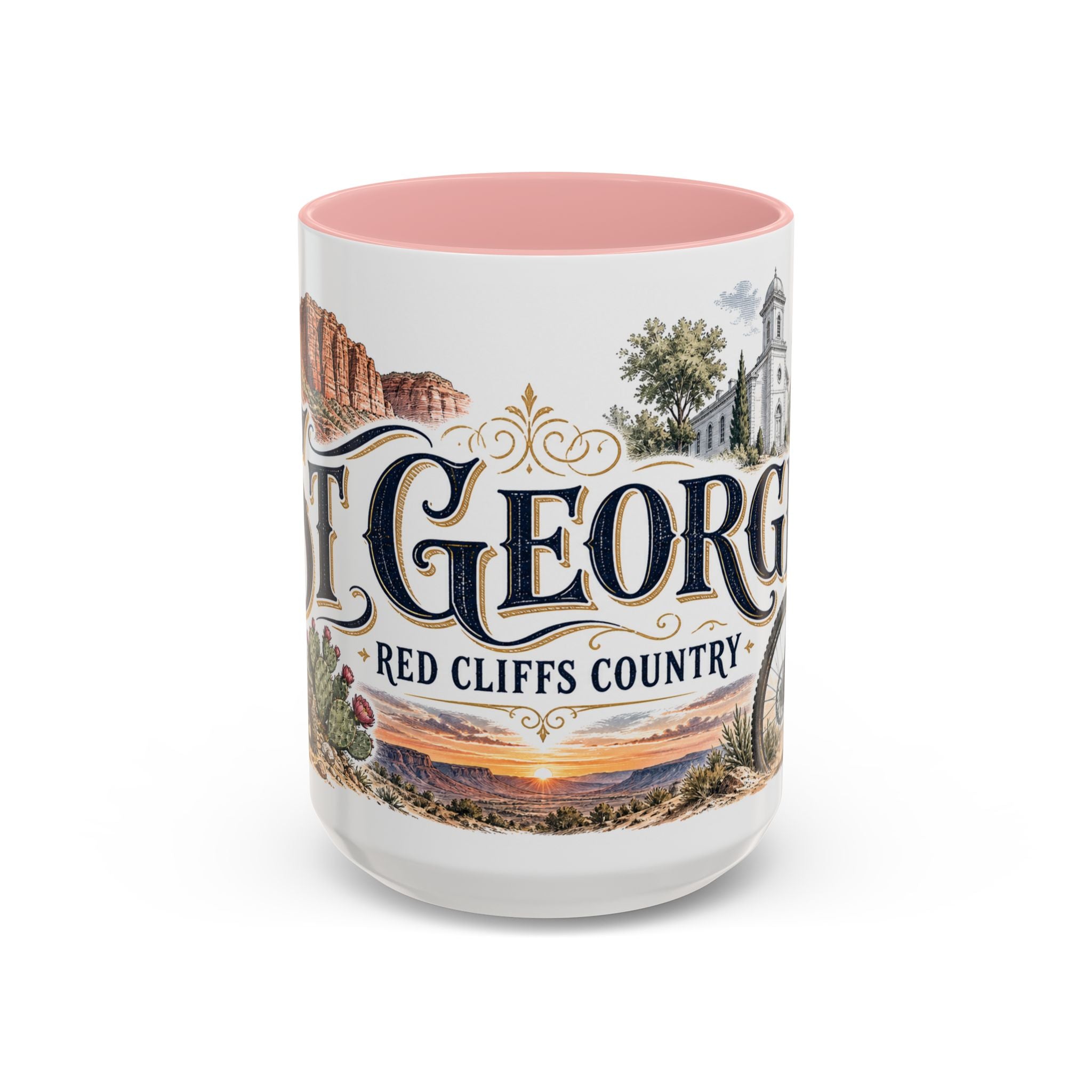 St George Coffee Mug | United States Travel Souvenir | Vintage Illustrated City Gift | 11 oz 15 oz Accent Mug