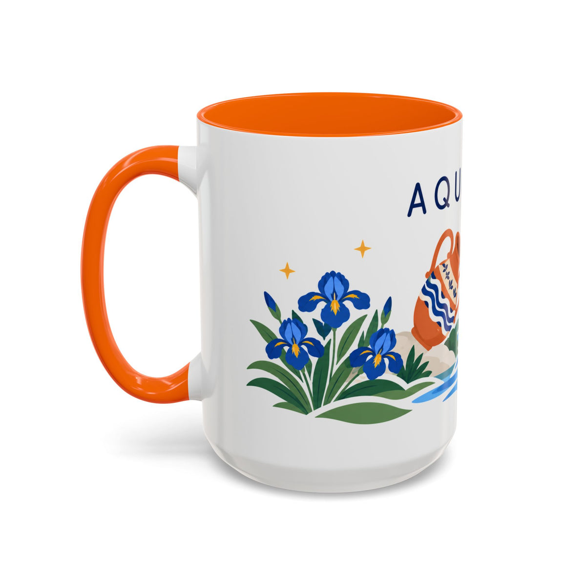 Aquarius Zodiac Coffee Mug | Water Bearer Design | Astrology Birthday Gift | 11 oz 15 oz Ceramic Accent Mug