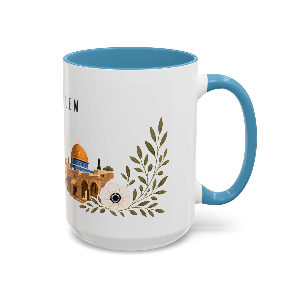 Jerusalem Coffee Mug | Israel Travel Souvenir | Porcelain Decal City Gift | 11oz 15oz Accent Mug