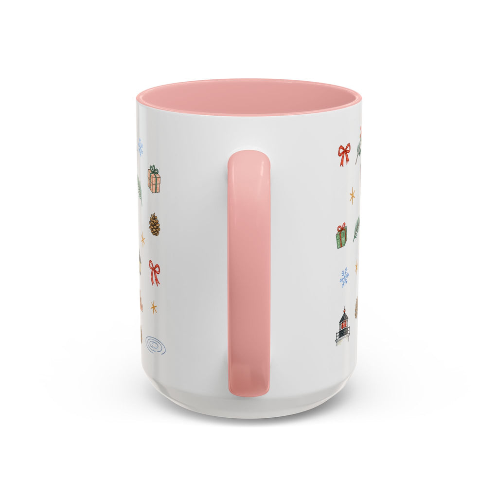 Boston Christmas Mug | Watercolor Travel Souvenir | Holiday Gift | Accent Ceramic Coffee Cup 11oz 15oz