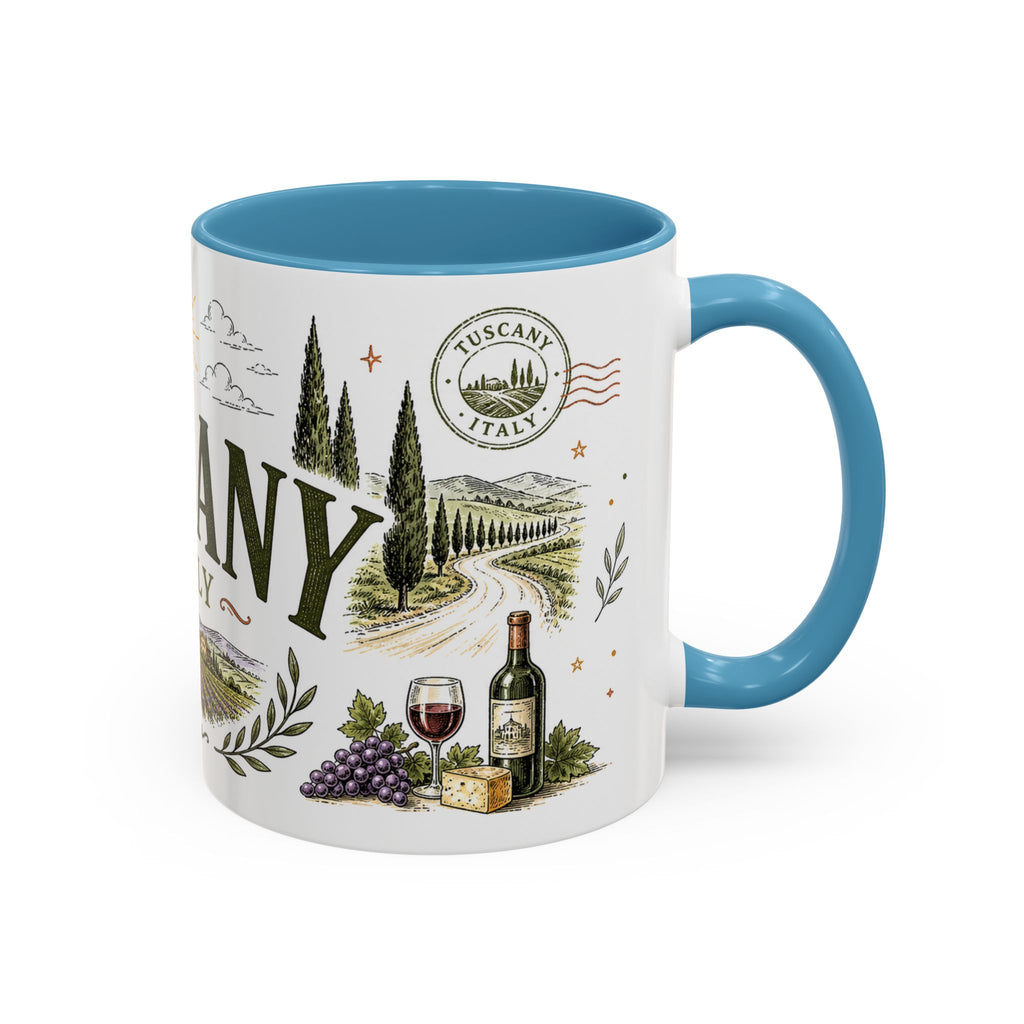 Tuscany Coffee Mug | Travel Destination Souvenir Gift | Accent Color Ceramic 11oz 15oz