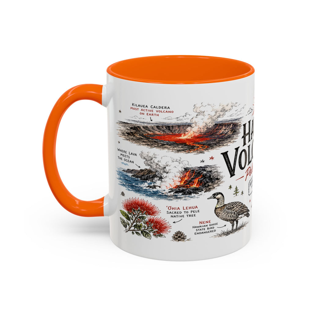Hawaii Volcanoes National Park Coffee Mug | Hawaii Big Island Lava Volcano Gift | Accent Color Ceramic 11oz 15oz