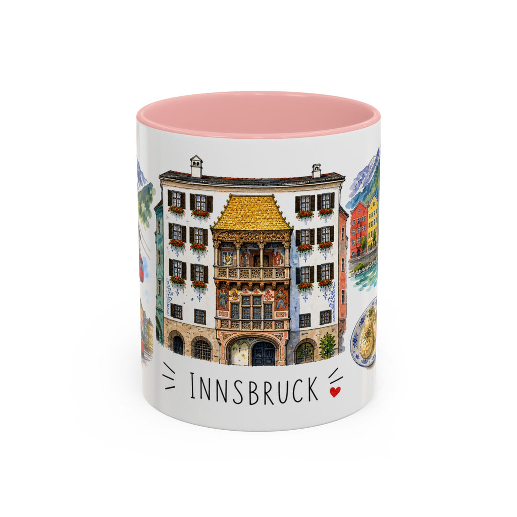 Innsbruck Illustrated Travel Mug | City Souvenir Accent Coffee Mug | 11oz 15oz Ceramic Cup