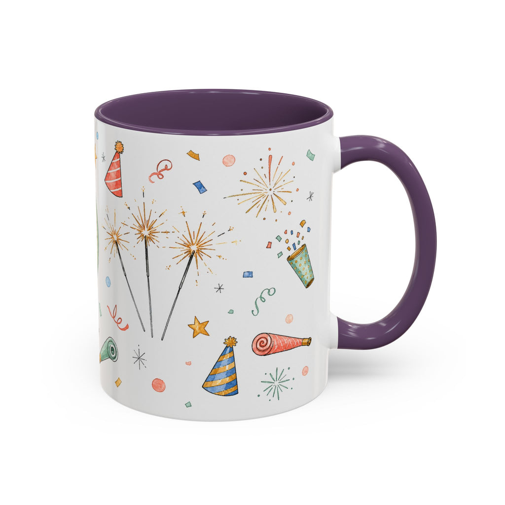 New Year Sparkler Mug | Champagne Toast Watercolor Party Gift | Accent Cup 11oz 15oz