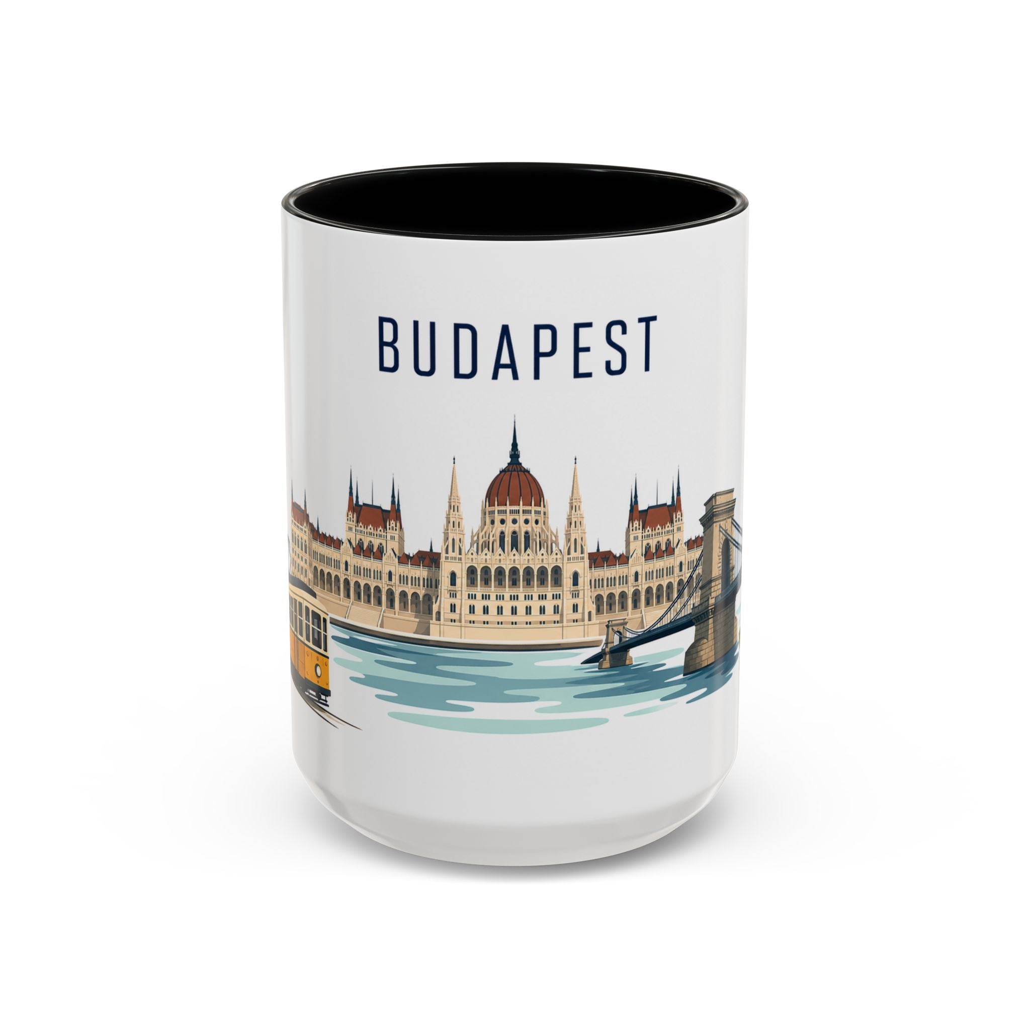 Budapest Coffee Mug | Hungary Travel Souvenir | Porcelain Decal City Gift | 11oz 15oz Accent Mug
