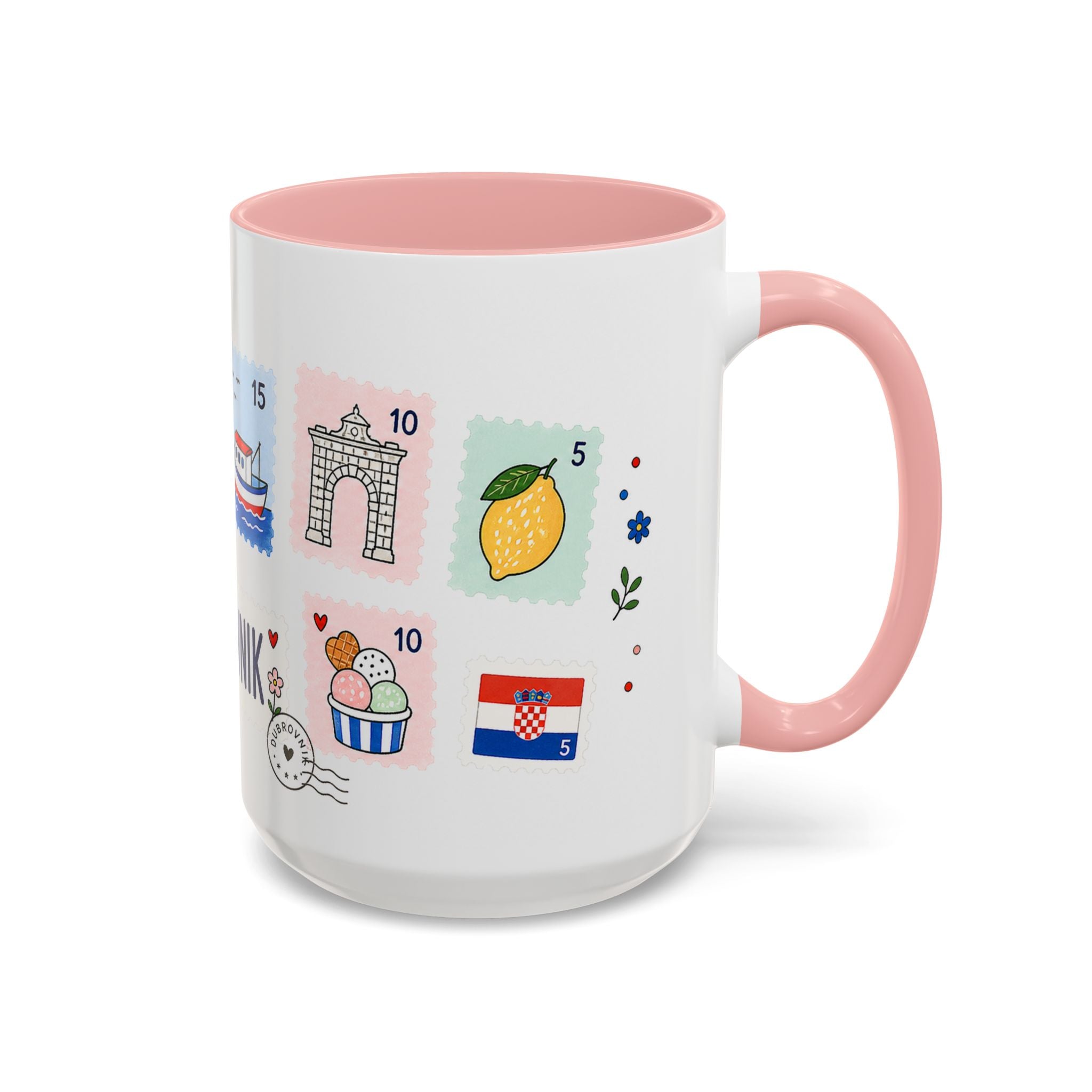Dubrovnik Coffee Mug | Postage Stamp Collage Mug | Travel Souvenir Accent Cup 11oz 15oz