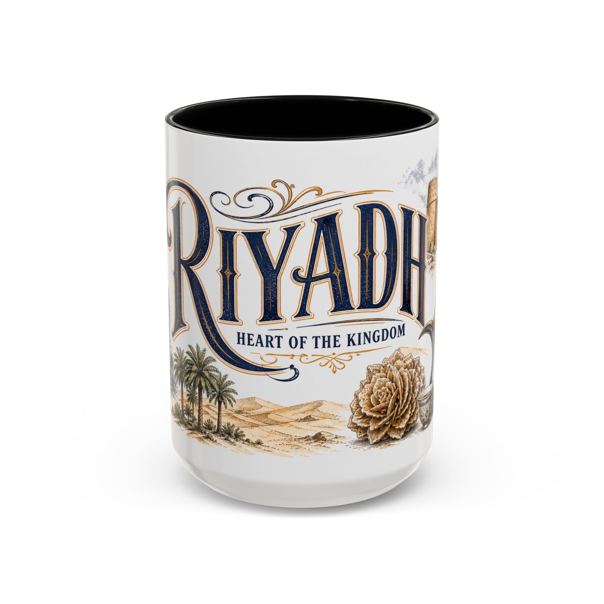Riyadh Coffee Mug | Saudi Arabia Travel Souvenir | Vintage Illustrated City Gift | 11 oz 15 oz Accent Mug