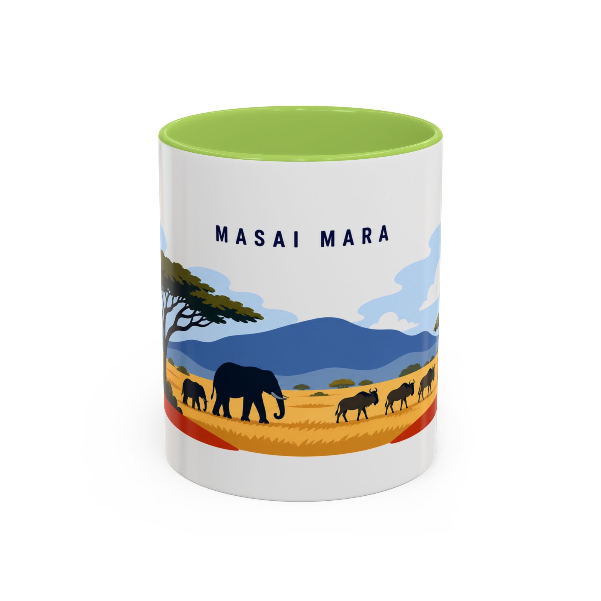 Masai Mara Coffee Mug | Travel Destination Souvenir Gift | Accent Color Ceramic 11oz 15oz
