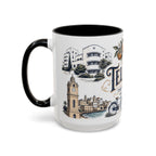 Tel Aviv Coffee Mug | Israel Travel Souvenir | Vintage Illustrated City Gift | 11 oz 15 oz Accent Mug