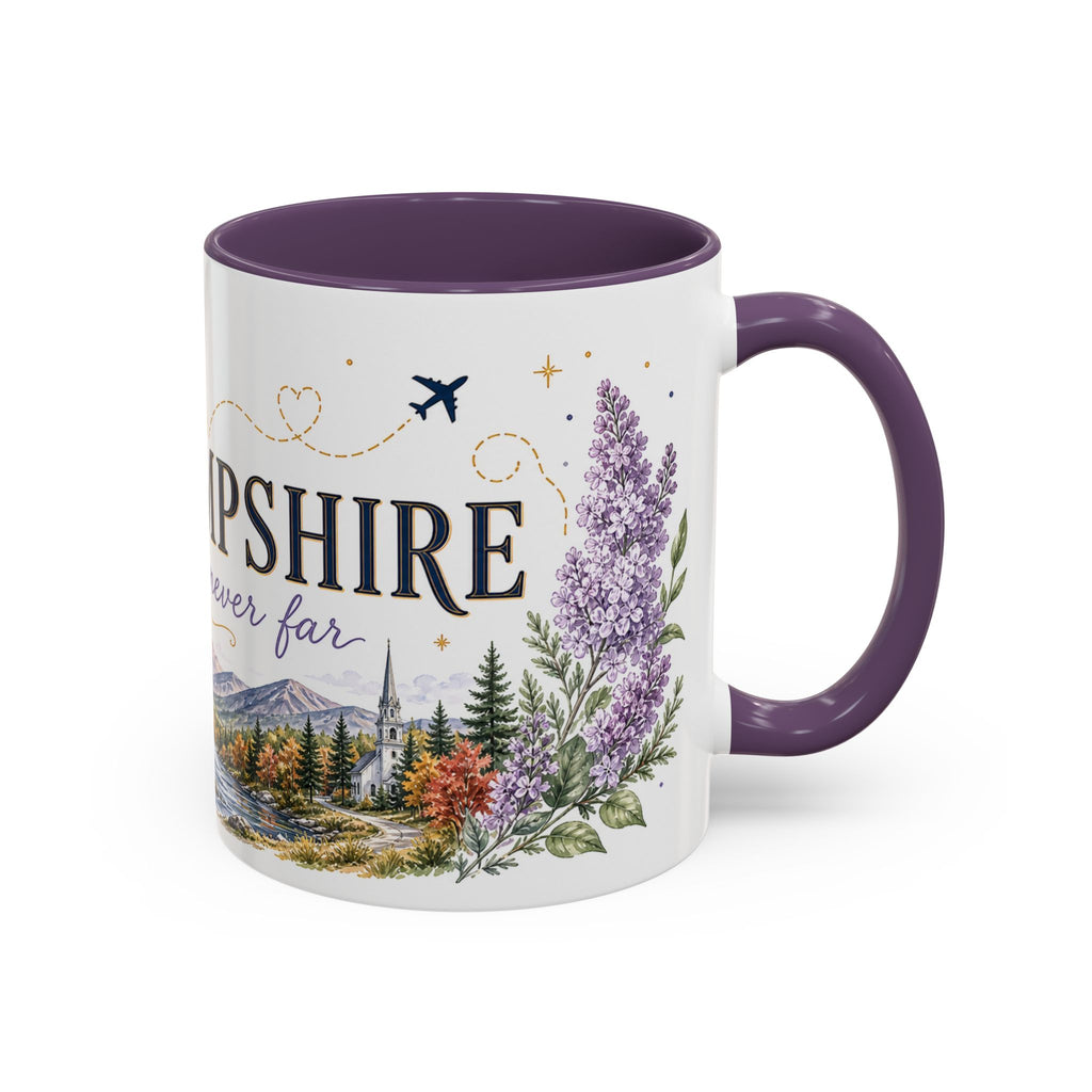 New Hampshire State Map Mug | Botanical Accents, Mountain Landscape Coffee Cup