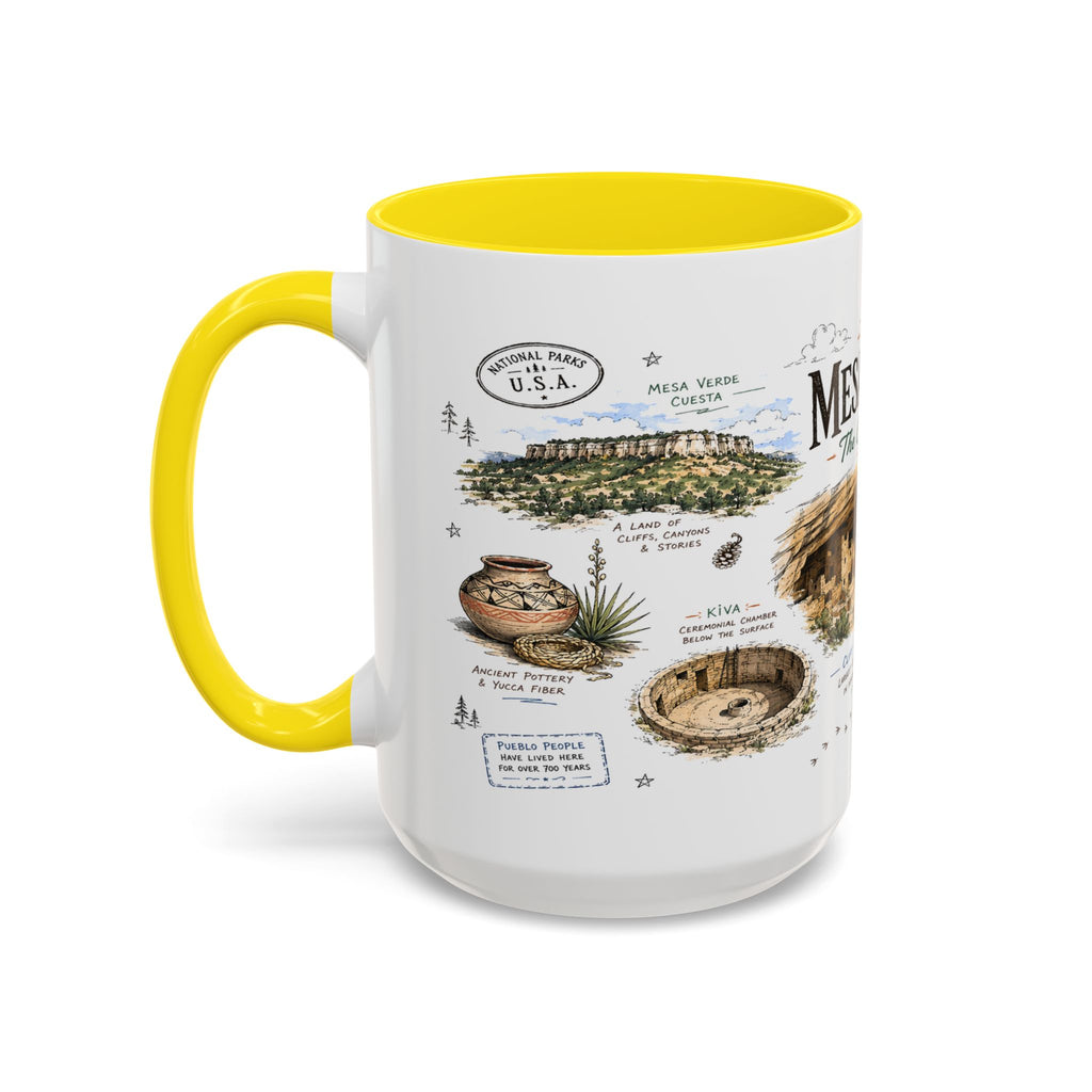 Mesa Verde National Park Coffee Mug | Colorado Ancient Cliff Dwellings Gift | Accent Color Ceramic 11oz 15oz