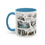 Glacier Coffee Mug | National Park Hiking Montana Gift | Accent Color Ceramic 11oz 15oz